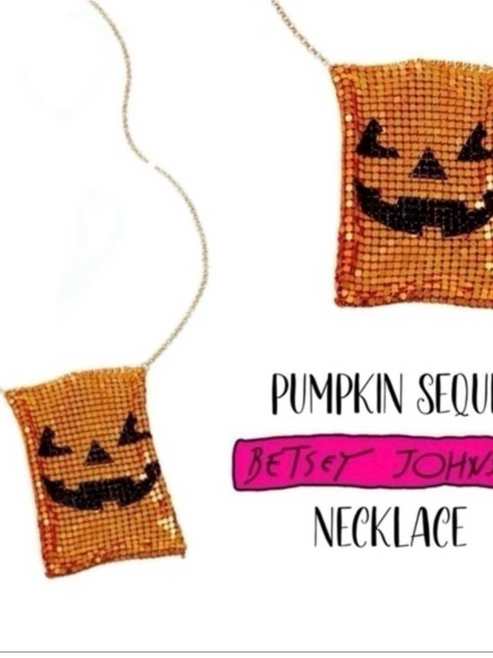 Betsey Johnson Gold Tone Jack Oโ Lantern Chainmaille Neck Purse Necklace - Picture 6 of 6